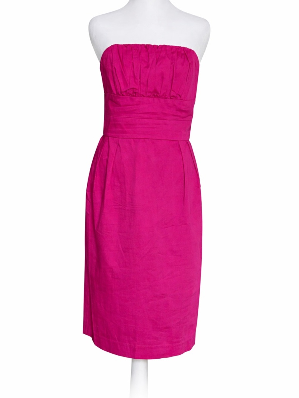 NWT Newport News Dress Women's Strapless Shirred Bust Hot Pink Size 10‎